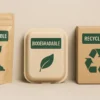Trois types d’emballages écologiques posés côte à côte