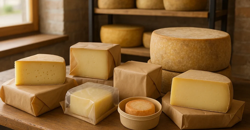 Fromages emballés durablement dans une fromagerie artisanale